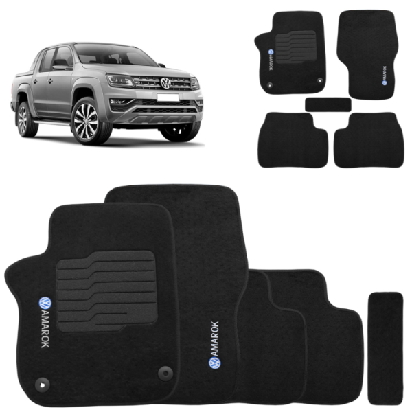 Jogo de Tapete Carpete Amarok 2010 a 2025 Preto Com Trava Jogo de Tapete Carpete Amarok 2010 a 2025 Preto Com Trava